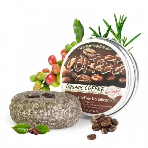 Органический твердый шампунь с экстрактом КОФЕ Fresh Plant Shampoo Bar, 60 гр.