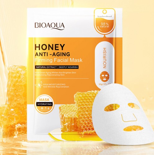 Увлажняющая тканевая маска для лица с мёдом BIOAQUA Honey Anti-Aging Facial Mask
