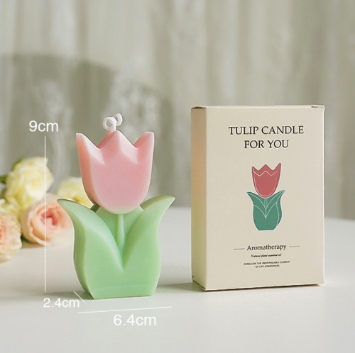 Свеча ароматическая "ТЮЛЬПАН" в коробке, 70 гр. Цвет РОЗОВЫЙ