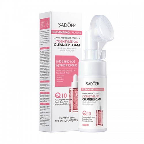 Пенка-мусс для умывания с массажной силиконовой щеточкой КОЭНЗИМ Q10 Sadoer, 120 мл.