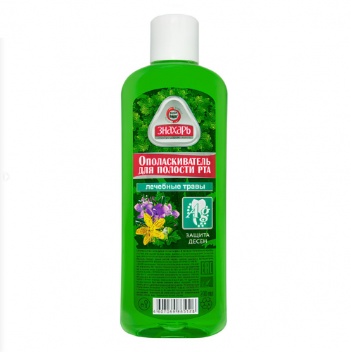 Ополаскиватель для рта с травами и серебром "Защита десен" Знахарь, 200 мл. 