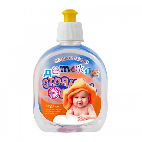 Жидкое мыло детское от 0 лет с экстрактом Шалфея, Персика, Витамином А и Е "Страна сказок", 300 мл.