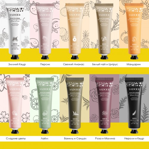 Парфюмированный крем для рук с нацинамидом SADOER, 30 гр.
