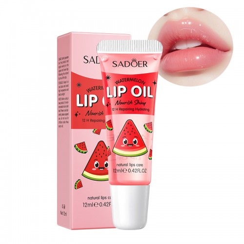 Фруктовый блеск для губ с Арбузом прозрачный Sadoer, 12 мл.