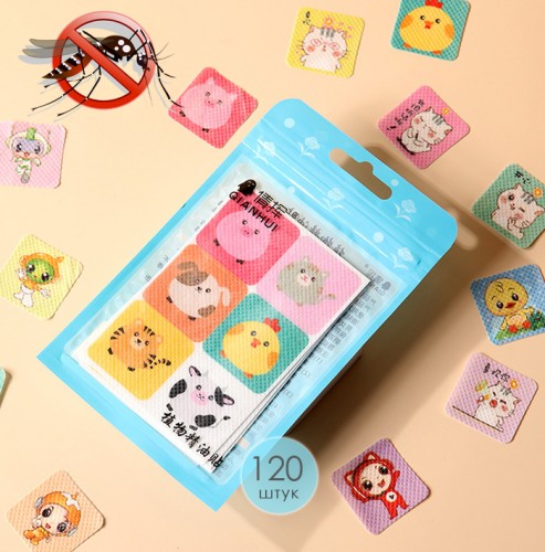 Наклейки от комаров и мошек с рисунками, набор 120 шт.