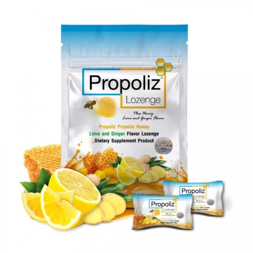 Леденцы от боли в горле с прополисом, имбирем и лимоном Propoliz, 8 шт. Таиланд