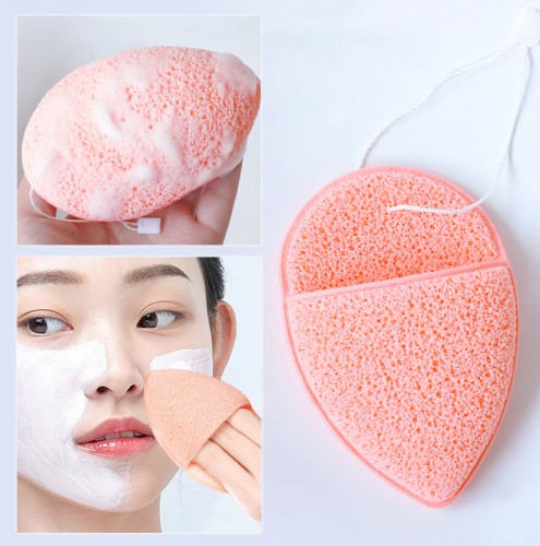 Губка-спонж для умывания капля с кармашком на веревке