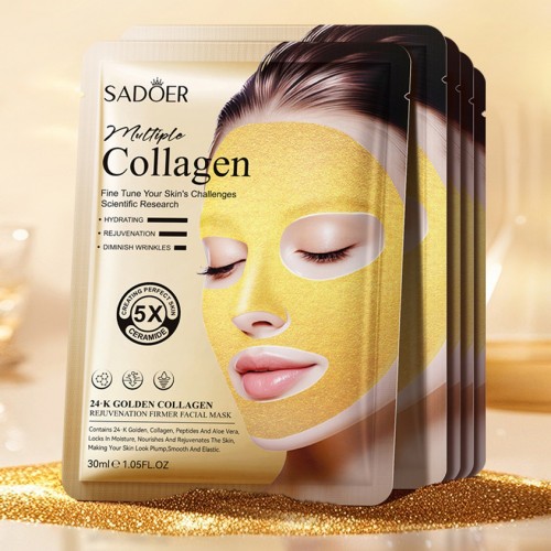 Антивозрастная гидрогелевая маска для лица с 24К золотом, коллагеном и пептидами BIOAQUA 