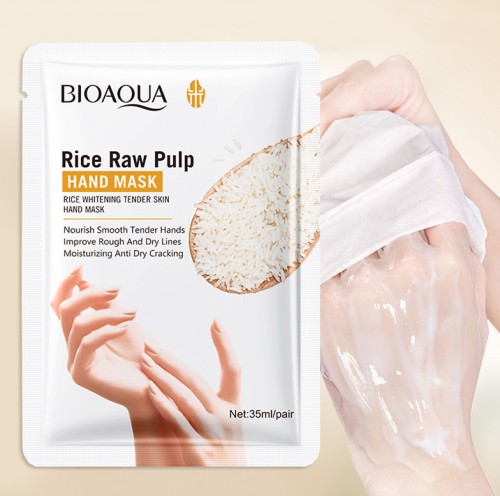 Увлажняющая маска-перчатки для рук с экстрактом Риса Bioaqua, 1 пара. 