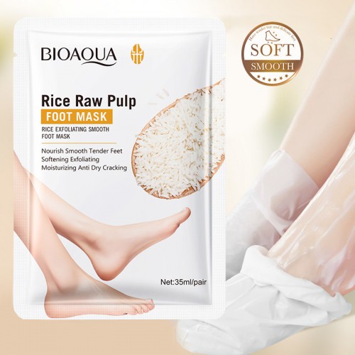 Маска-носочки для ног увлажняющая с экстрактом Риса BIOAQUA, 1 пара.