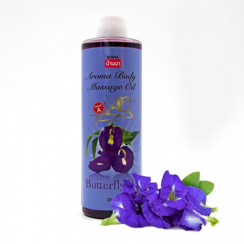 Массажное аромамасло для тела Мотыльковый Горошек (Фиолетовое) BANNA, 250 мл. Таиланд