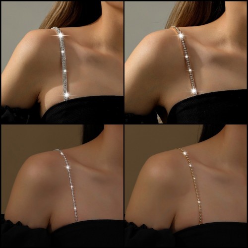 Бретели блестящие со стразами для бюстгальтера, Комплект 2 штуки.