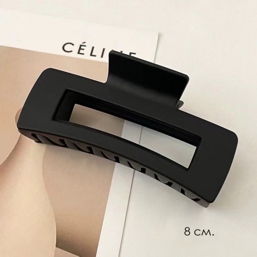 Заколка-краб для волос матовый Черный ПРЯМОУГОЛЬНЫЙ 8 см.