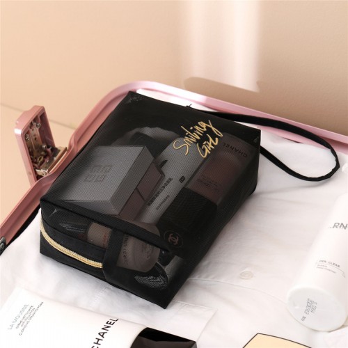 Косметичка прозрачная из плотной сетки 18*12*9 см., Smiling Girl