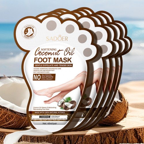 Увлажняющая маска-носочки для ног КОКОС Sadoer, 1 пара.