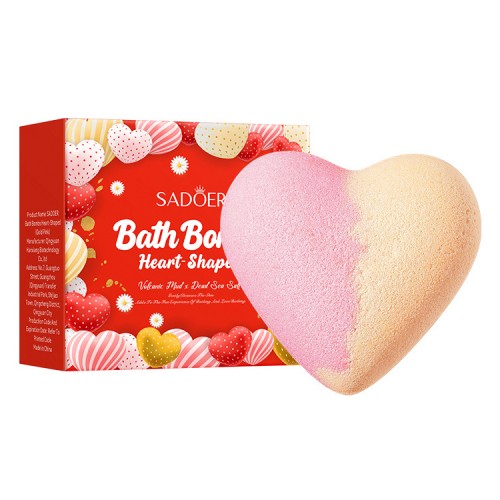 Бомбочка для ванны с морской солью СЕРДЦЕ Sadoer, 120 гр. РОЗА