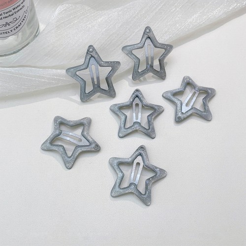 Заколки звездочки «клик-клак» с блестками 6 шт. Цвет: СЕРЫЙ