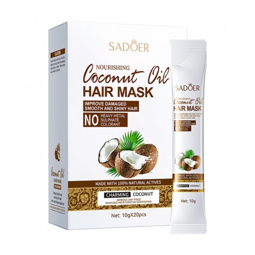 Набор масок для волос с кокосом SADOER, 20 стиков по 10 гр.